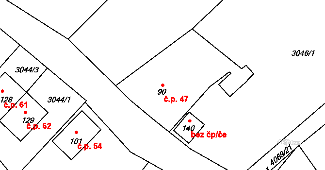 Holašovice 47, Jankov na parcele st. 90 v KÚ Holašovice, Katastrální mapa