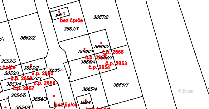 Frýdek 2653, Frýdek-Místek na parcele st. 3666/3 v KÚ Frýdek, Katastrální mapa