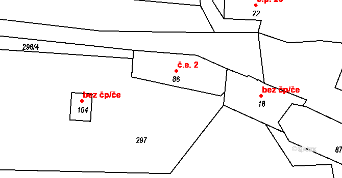 Údrč 2, Bochov na parcele st. 86 v KÚ Údrč, Katastrální mapa