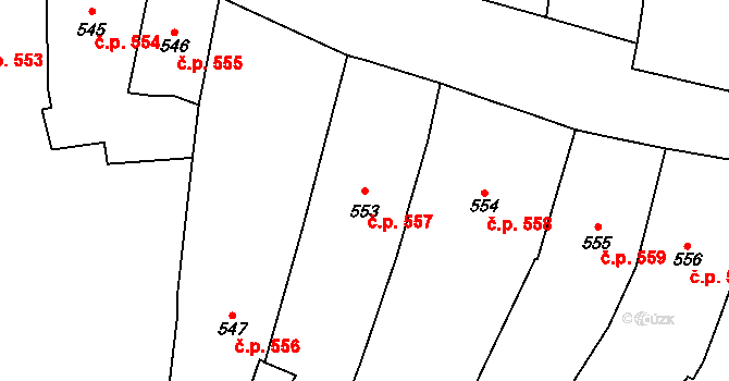 Staré Město 557, Praha na parcele st. 553 v KÚ Staré Město, Katastrální mapa