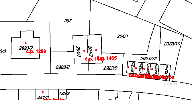 Braník 1465, Praha na parcele st. 204/2 v KÚ Braník, Katastrální mapa