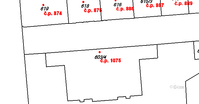 Bubeneč 1075, Praha na parcele st. 603/4 v KÚ Bubeneč, Katastrální mapa