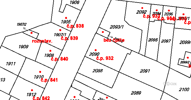 České Budějovice 7 932, České Budějovice na parcele st. 2090 v KÚ České Budějovice 7, Katastrální mapa