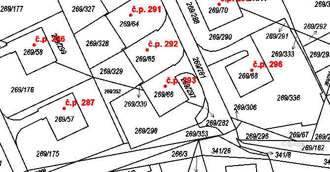 Pražské Předměstí 293, Bílina na parcele st. 269/66 v KÚ Bílina, Katastrální mapa