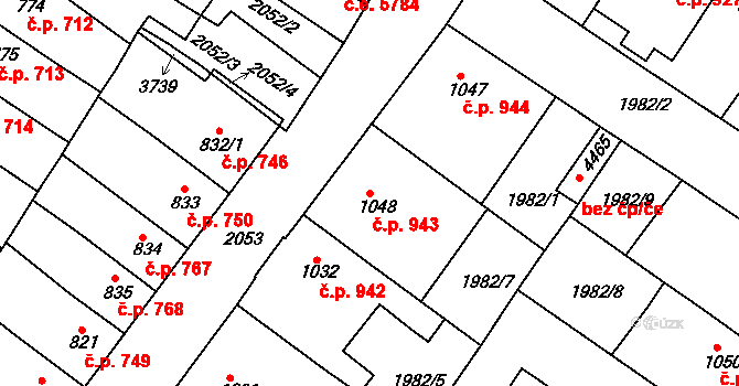 Česká Třebová 943 na parcele st. 1048 v KÚ Česká Třebová, Katastrální mapa