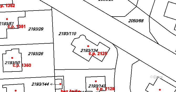 Pelhřimov 2125 na parcele st. 2193/134 v KÚ Pelhřimov, Katastrální mapa