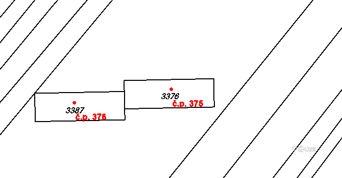 Šaratice 375 na parcele st. 3376 v KÚ Šaratice, Katastrální mapa