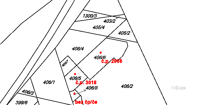 Královo Pole 2968, Brno na parcele st. 406/6 v KÚ Královo Pole, Katastrální mapa