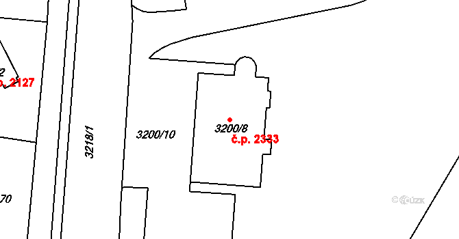 Pod Bezručovým vrchem 2333, Krnov na parcele st. 3200/8 v KÚ Krnov-Horní Předměstí, Katastrální mapa