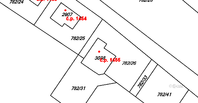 Neratovice 1455 na parcele st. 3038 v KÚ Neratovice, Katastrální mapa
