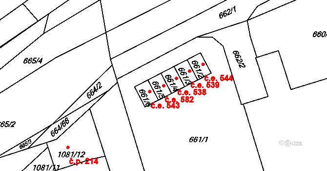 Mokrá 582, Mokrá-Horákov na parcele st. 661/5 v KÚ Mokrá u Brna, Katastrální mapa