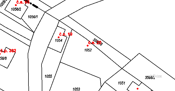 Milíře 20, Rádlo na parcele st. 1052 v KÚ Rádlo, Katastrální mapa