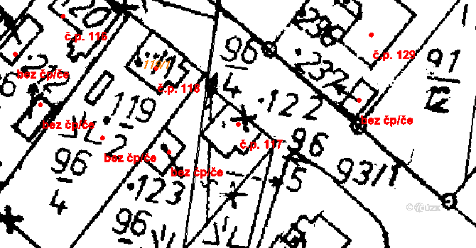 Heřmaň 117 na parcele st. 122 v KÚ Heřmaň, Katastrální mapa