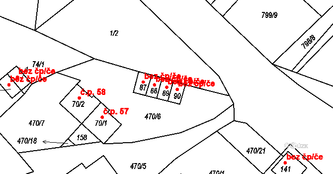 Okrouhlá 38819368 na parcele st. 89 v KÚ Jesenice u Chebu, Katastrální mapa