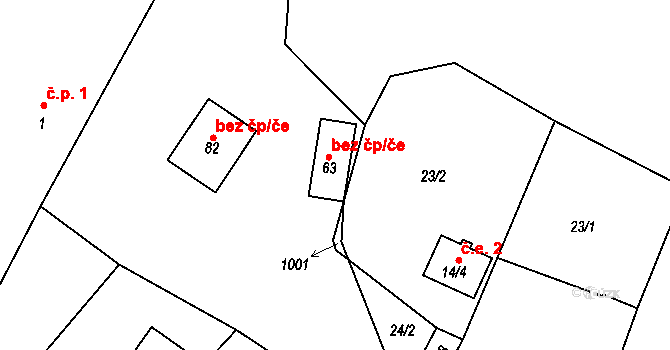 Ždánov 39224368 na parcele st. 63 v KÚ Ždánov, Katastrální mapa