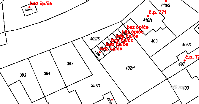 Fryštát 170, Karviná na parcele st. 402/7 v KÚ Karviná-město, Katastrální mapa