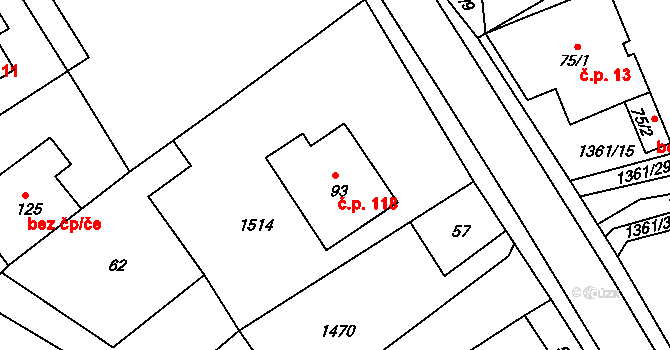 Sádek 118, Velké Heraltice na parcele st. 93 v KÚ Sádek u Opavy, Katastrální mapa