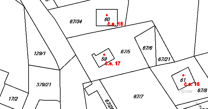 Křišťanovice 17, Záblatí na parcele st. 59 v KÚ Křišťanovice u Záblatí, Katastrální mapa