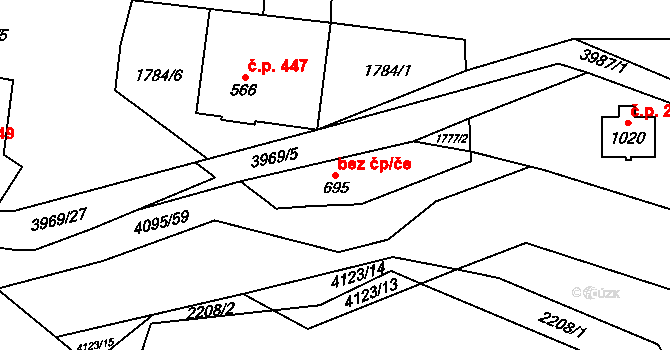 Kozlovice 46456368 na parcele st. 695 v KÚ Kozlovice, Katastrální mapa