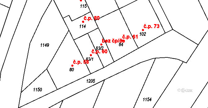 Koválovice-Osíčany 47654368 na parcele st. 83/2 v KÚ Koválovice u Tištína, Katastrální mapa
