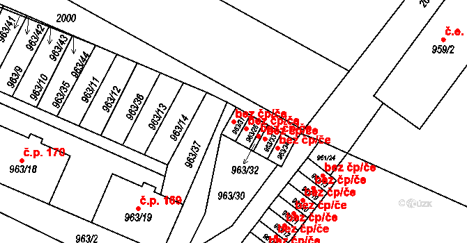 Hodonice 47770368 na parcele st. 963/31 v KÚ Hodonice, Katastrální mapa