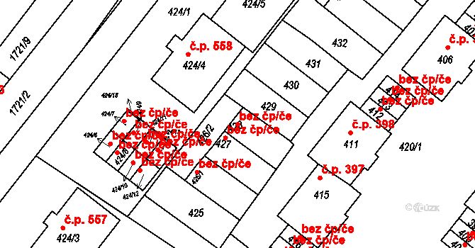 Drnholec 49581368 na parcele st. 428 v KÚ Drnholec, Katastrální mapa