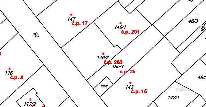 Přerov VIII-Henčlov 203, Přerov na parcele st. 146/2 v KÚ Henčlov, Katastrální mapa