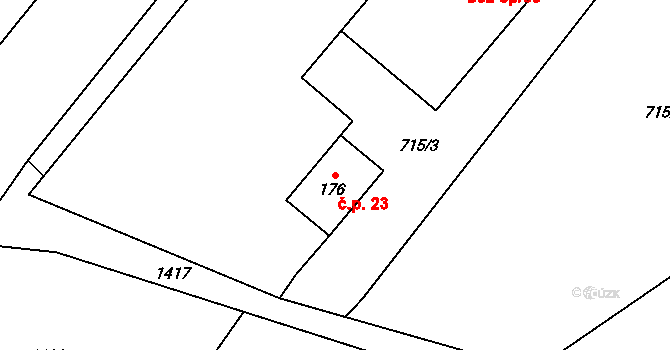Drahotice 23, Nasavrky na parcele st. 176 v KÚ Ochoz u Nasavrk, Katastrální mapa
