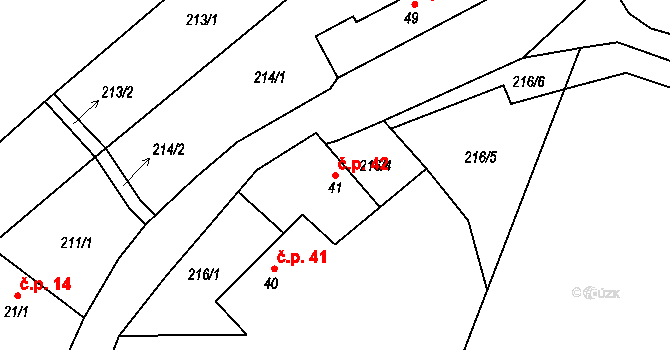 Krsice 42, Čimelice na parcele st. 41 v KÚ Krsice, Katastrální mapa