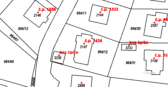 Choceň 1434 na parcele st. 2147 v KÚ Choceň, Katastrální mapa