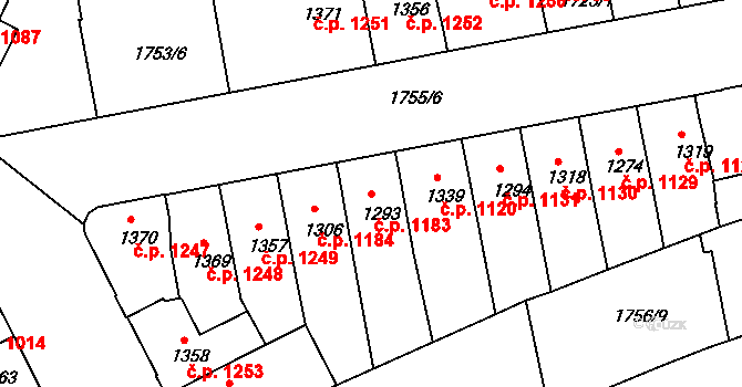Slaný 1183 na parcele st. 1293 v KÚ Slaný, Katastrální mapa