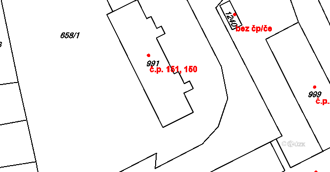 Olivětín 150,151, Broumov na parcele st. 991 v KÚ Broumov, Katastrální mapa