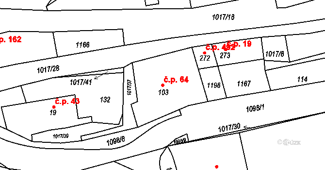Velká Ledhuje 64, Police nad Metují na parcele st. 103 v KÚ Velká Ledhuje, Katastrální mapa