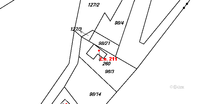 Lipí 211, Náchod na parcele st. 260 v KÚ Lipí u Náchoda, Katastrální mapa
