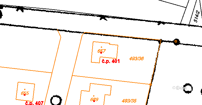 Nasavrky 401 na parcele st. 657 v KÚ Nasavrky, Katastrální mapa