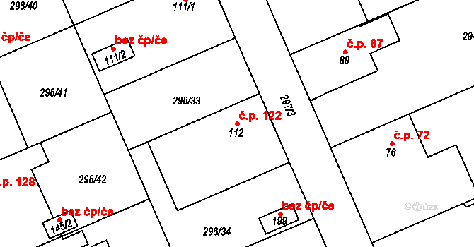 Kolšov 122 na parcele st. 112 v KÚ Kolšov, Katastrální mapa