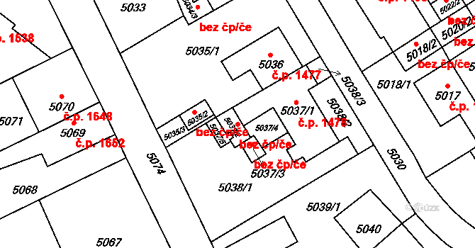 Chomutov 84220368 na parcele st. 5037/2 v KÚ Chomutov I, Katastrální mapa