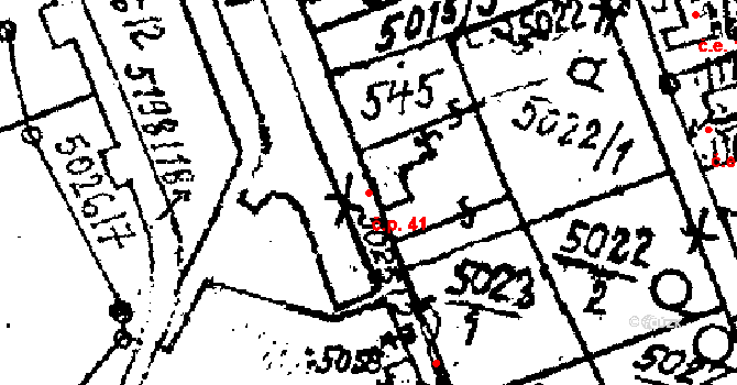 Pasohlávky 41 na parcele st. 545 v KÚ Pasohlávky, Katastrální mapa