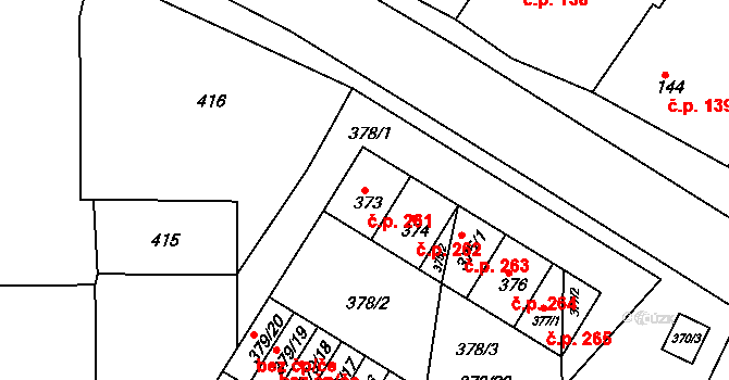 Štítary 261 na parcele st. 373 v KÚ Štítary na Moravě, Katastrální mapa