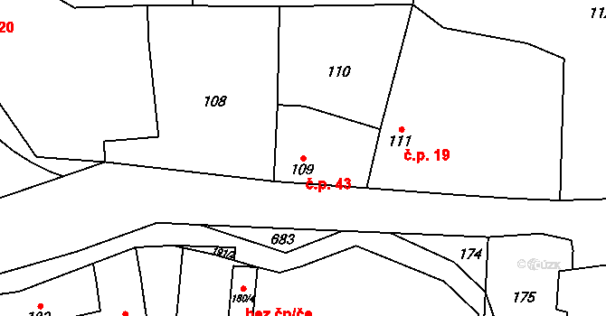 Přerov XIII-Penčice 43, Přerov na parcele st. 109 v KÚ Penčičky, Katastrální mapa