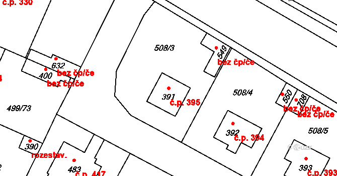 Libice nad Cidlinou 395 na parcele st. 391 v KÚ Libice nad Cidlinou, Katastrální mapa