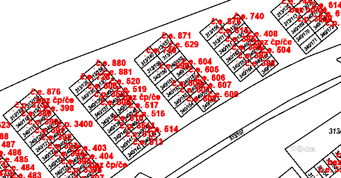 Vyškov-Předměstí 600, Vyškov na parcele st. 340/152 v KÚ Vyškov, Katastrální mapa