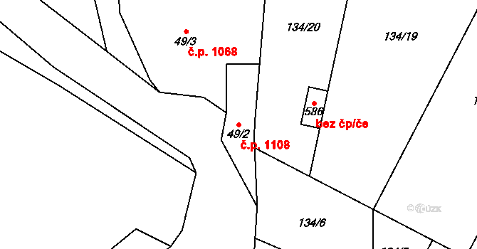 Břve 1108, Hostivice na parcele st. 49/2 v KÚ Litovice, Katastrální mapa
