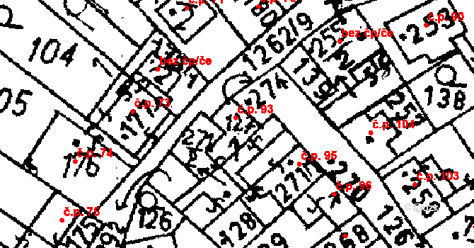Jablonné v Podještědí 93 na parcele st. 274 v KÚ Jablonné v Podještědí, Katastrální mapa