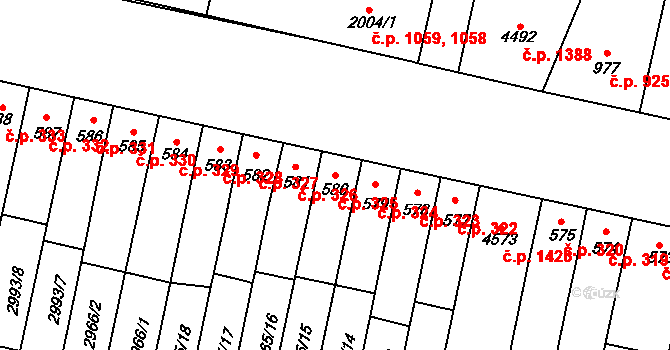 Kyjov 325 na parcele st. 580 v KÚ Kyjov, Katastrální mapa