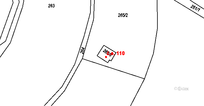 Rounek 110, Vyskytná nad Jihlavou na parcele st. 265/3 v KÚ Rounek, Katastrální mapa