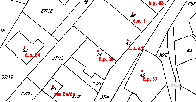Vlčí Pole 39, Dolní Bousov na parcele st. 48 v KÚ Vlčí Pole, Katastrální mapa