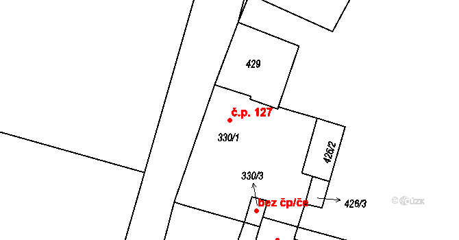 Kardašova Řečice 127 na parcele st. 330/1 v KÚ Kardašova Řečice, Katastrální mapa