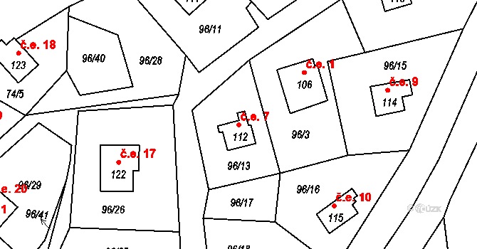 Rašovice 7, Klášterec nad Ohří na parcele st. 112 v KÚ Rašovice u Klášterce nad Ohří, Katastrální mapa