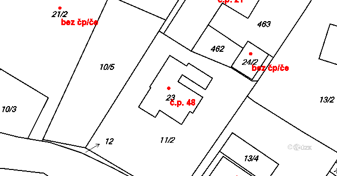Kornice 48, Litomyšl na parcele st. 23 v KÚ Kornice, Katastrální mapa